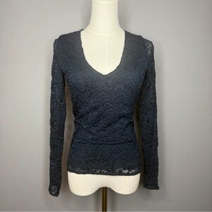 Abercrombie & Fitch Navy Lace Long Sleeve Top